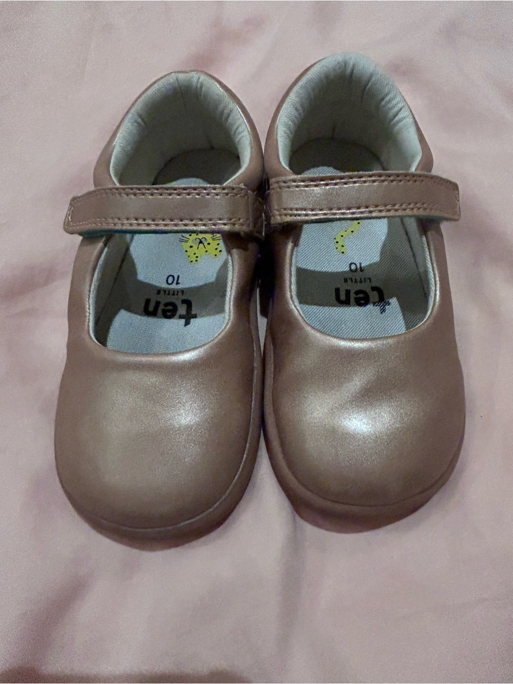 Ten Little Mary Janes in Rose Gold, old size 10 (new Sz 9.5)